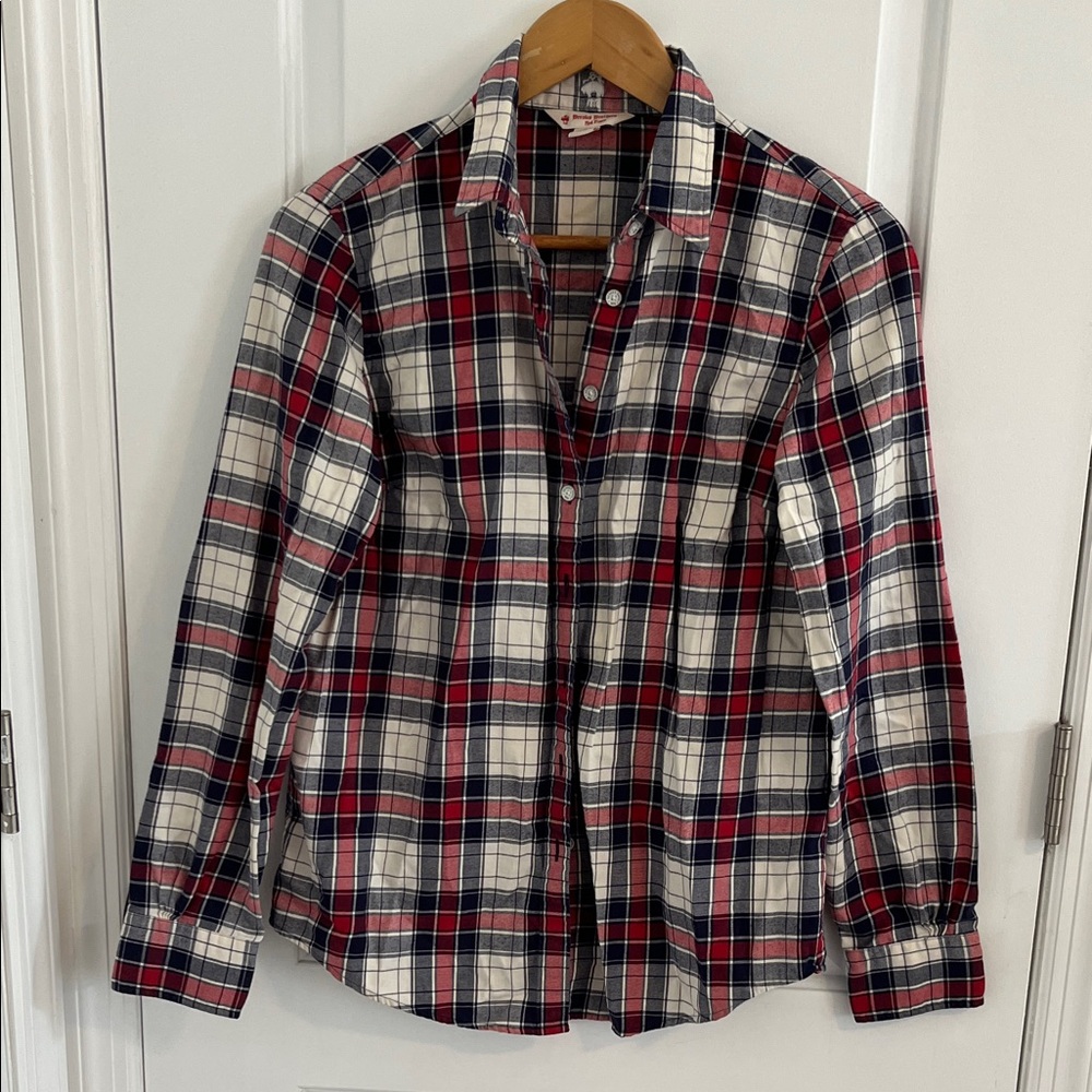 Brooke Brother’s Classic Red & Navy Plaid Button-Down Shirt Size 6